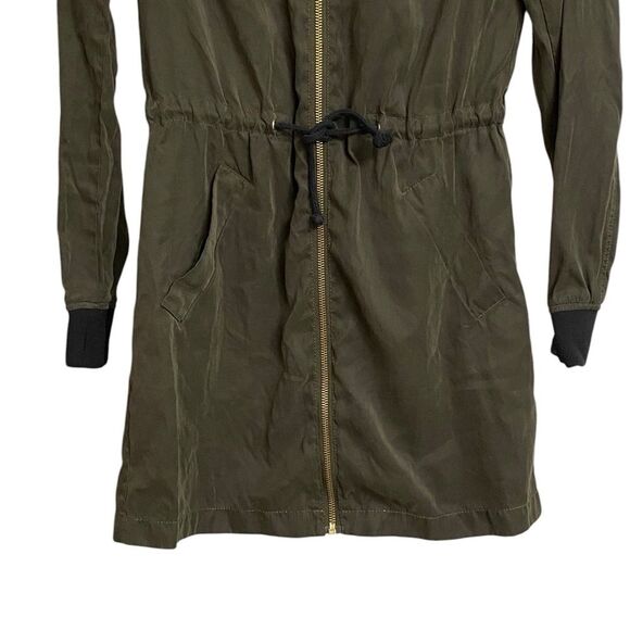 H&M Waist Tie Lightweight Bomber Jacket Women's Size 4 Army Green Military Chic - Picture 8 of 16